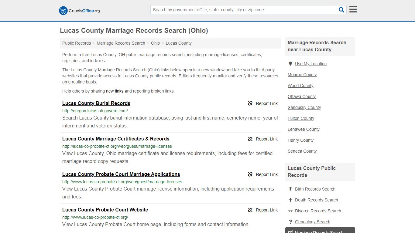 Lucas County Marriage Records Search (Ohio) - County Office