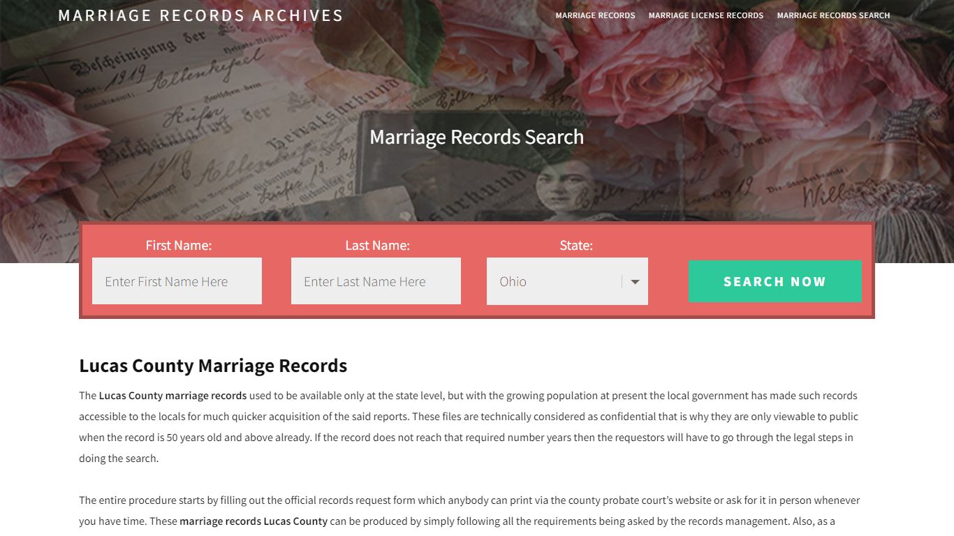Lucas County Marriage Records